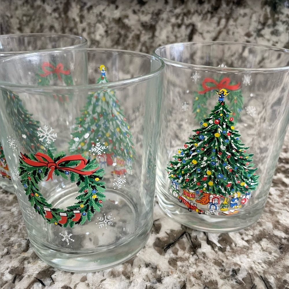 Set of 6 Vintage Salem China Company Noel Christmas Cocktail Glasses